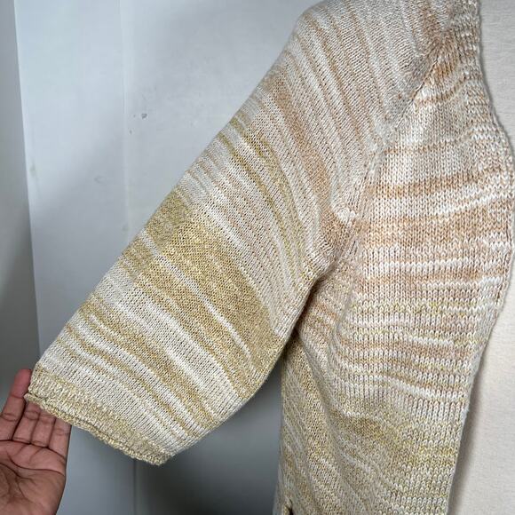 Daily Practice Anthropologie Ombre Cardigan S Colorblock Stripe Linen 3/4 Sleeve - Picture 5 of 9